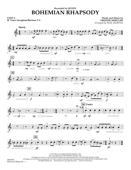 bohemian rhapsody tenor sax